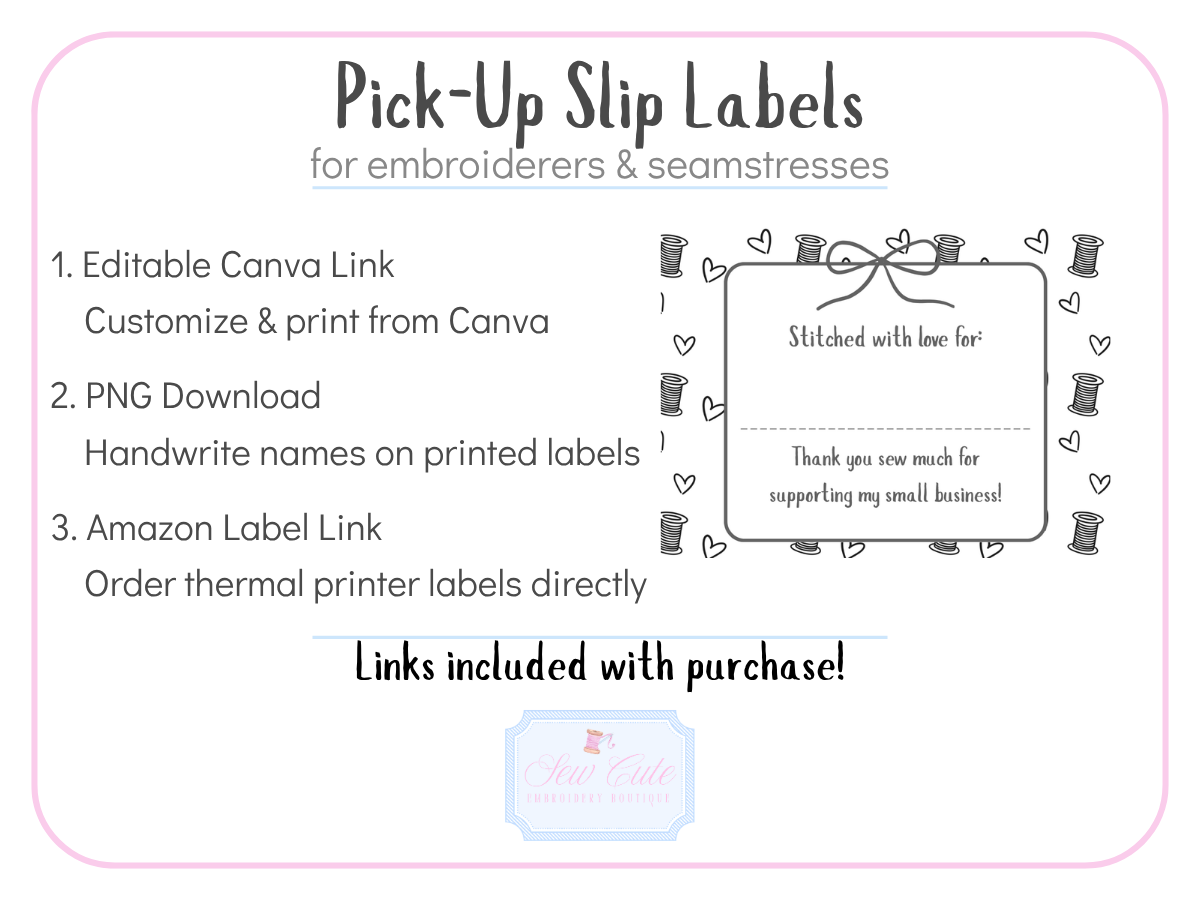 4X3 Thermal Printer "Pick up" Labels (Thread and Hearts)