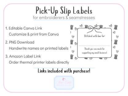 4X3 Thermal Printer "Pick up" Labels (Thread and Hearts)