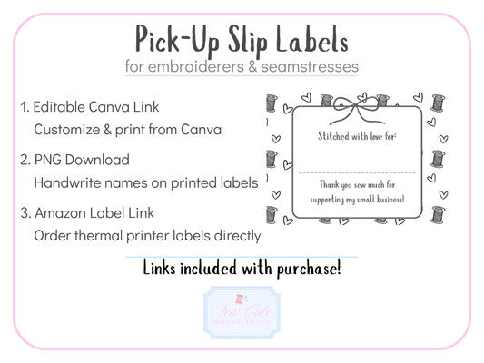 4X3 Thermal Printer "Pick up" Labels (Thread and Hearts)