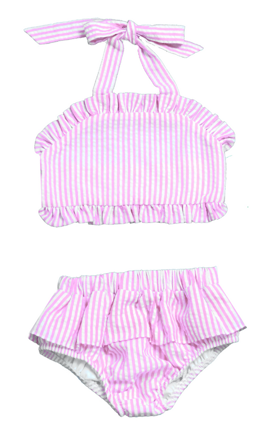 Two Piece Seersucker Swim Suits