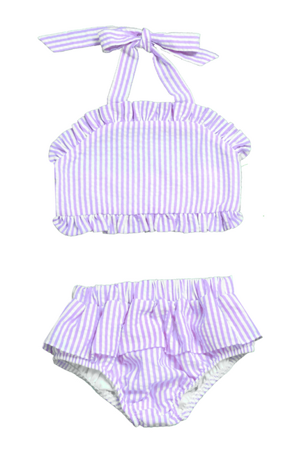 Two Piece Seersucker Swim Suits