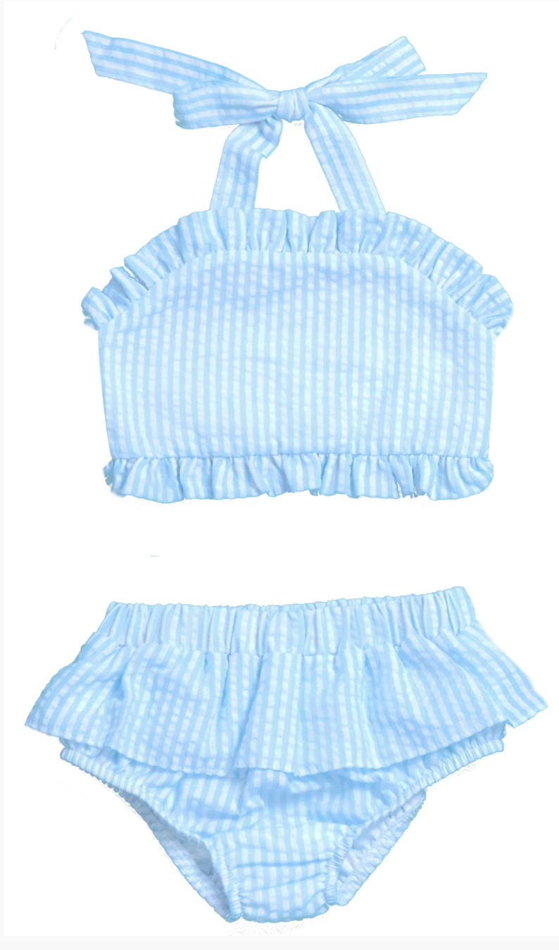 Two Piece Seersucker Swim Suits