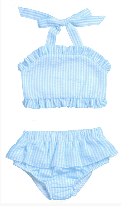 Two Piece Seersucker Swim Suits