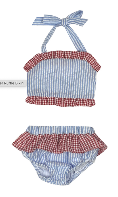 Two Piece Seersucker Swim Suits