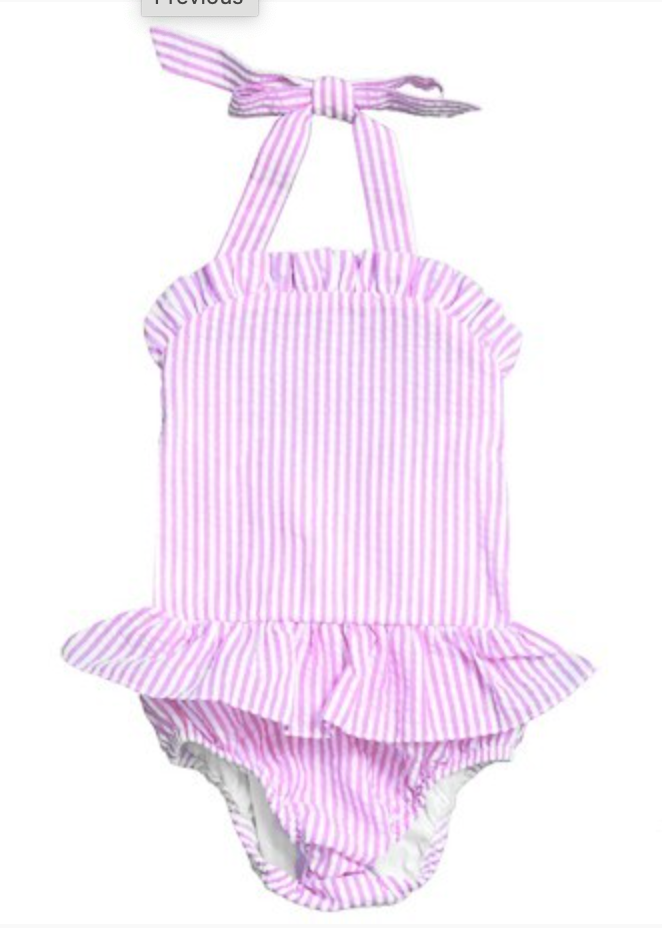 One Piece Seersucker Swim Suits