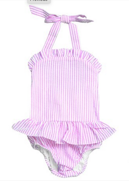 One Piece Seersucker Swim Suits