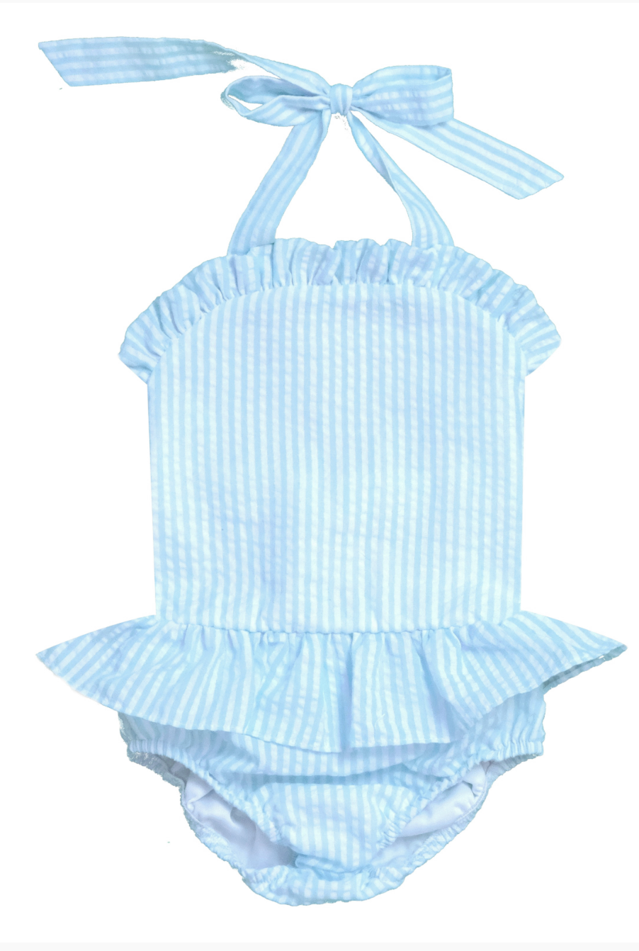 One Piece Seersucker Swim Suits