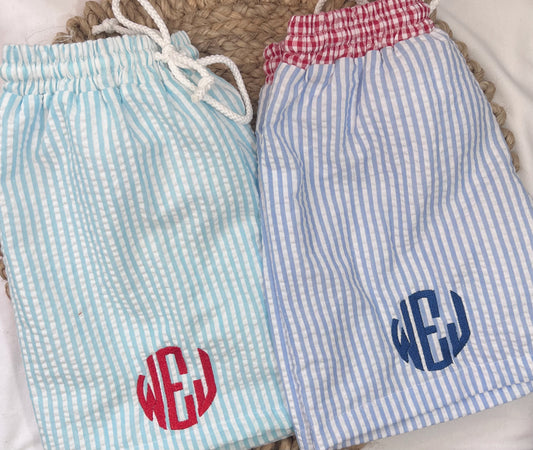 Seersucker Swim Trunks